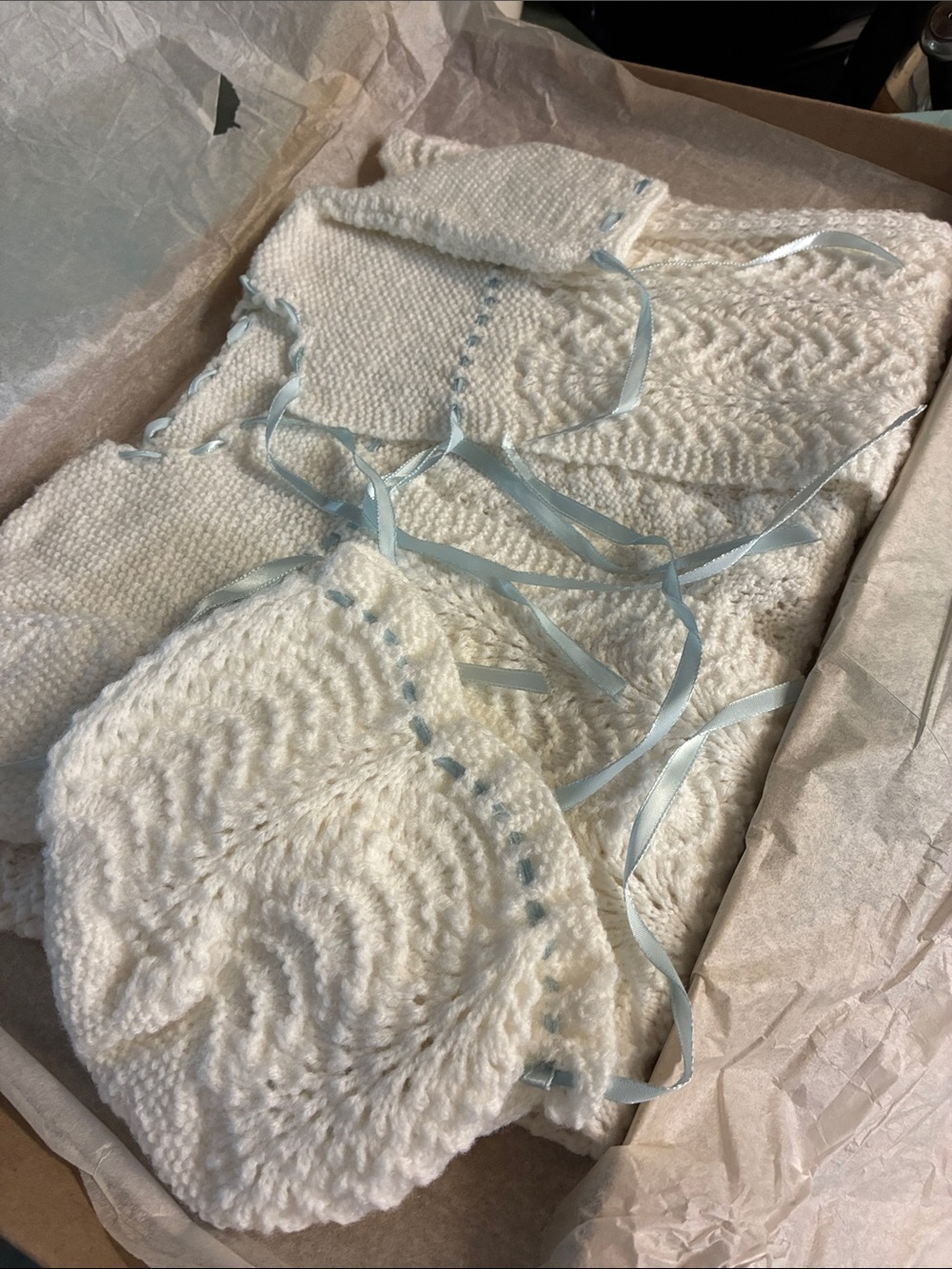 Vintage Kids Matching Set White with Light Blue Trim